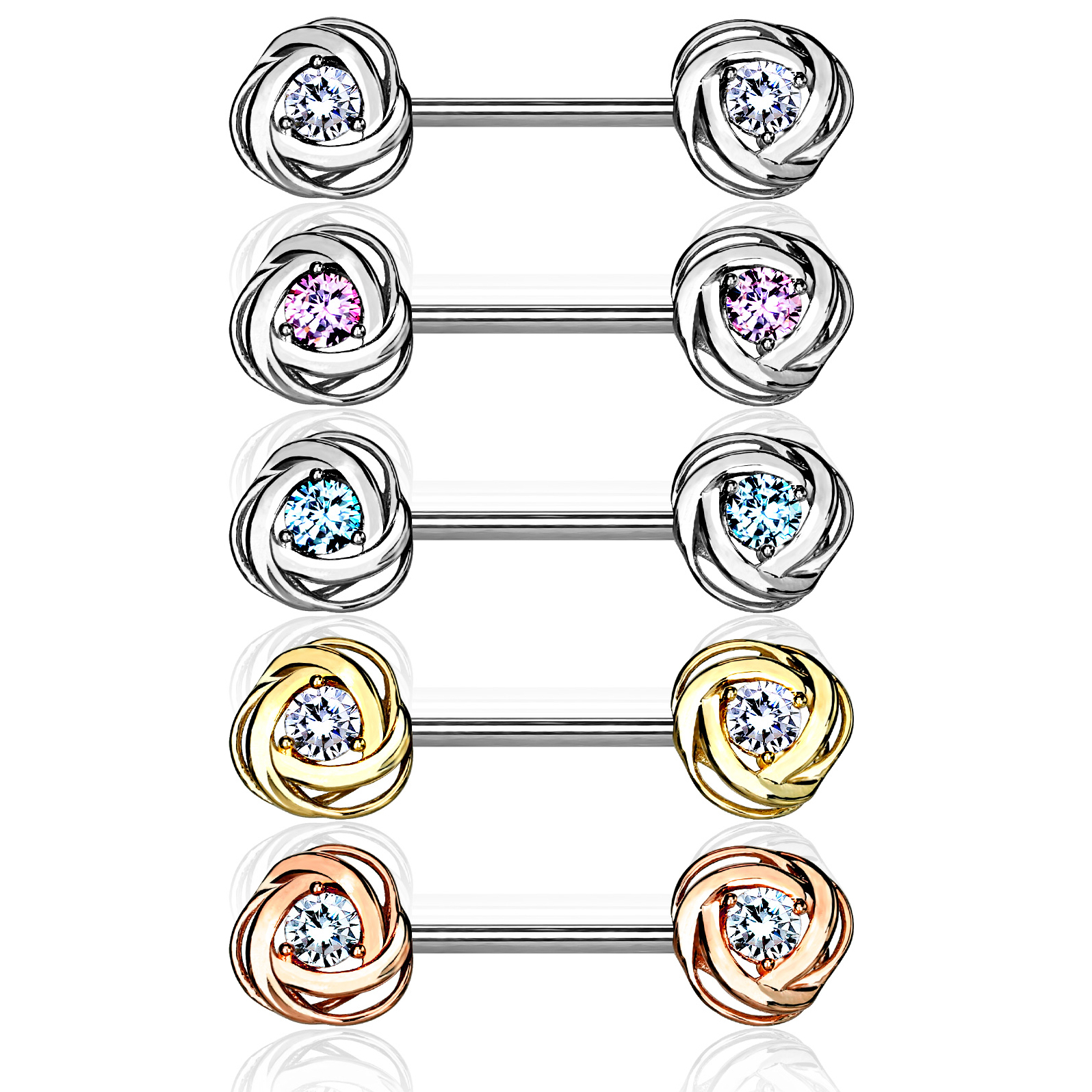 Piercing para el pezón con brillantes y rosas