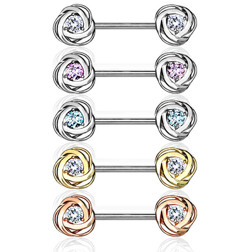 Piercing para el pezón con brillantes y rosas