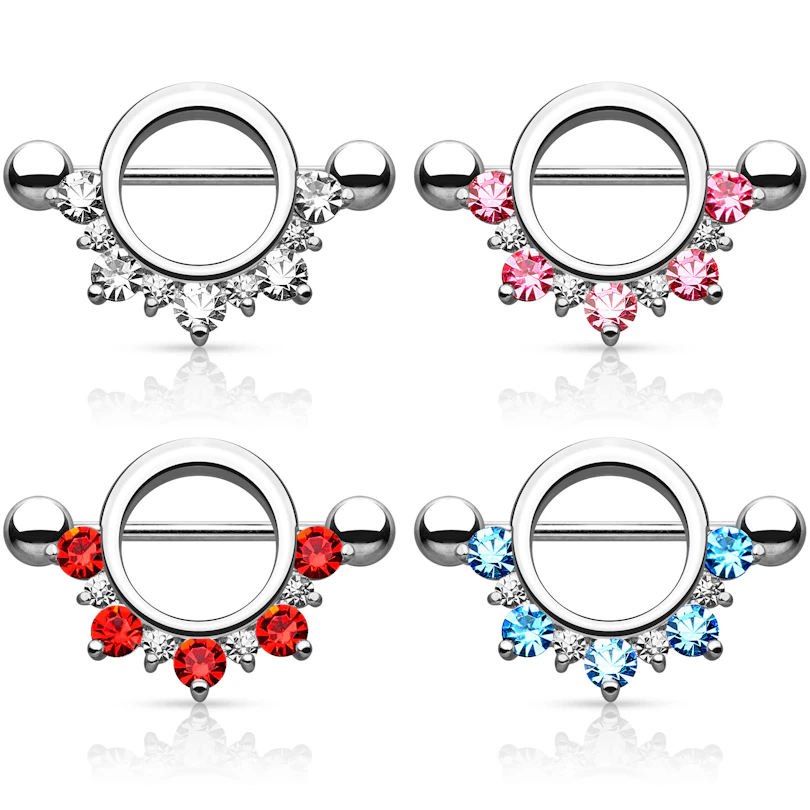Piercing para el pezón con arco de brillantes