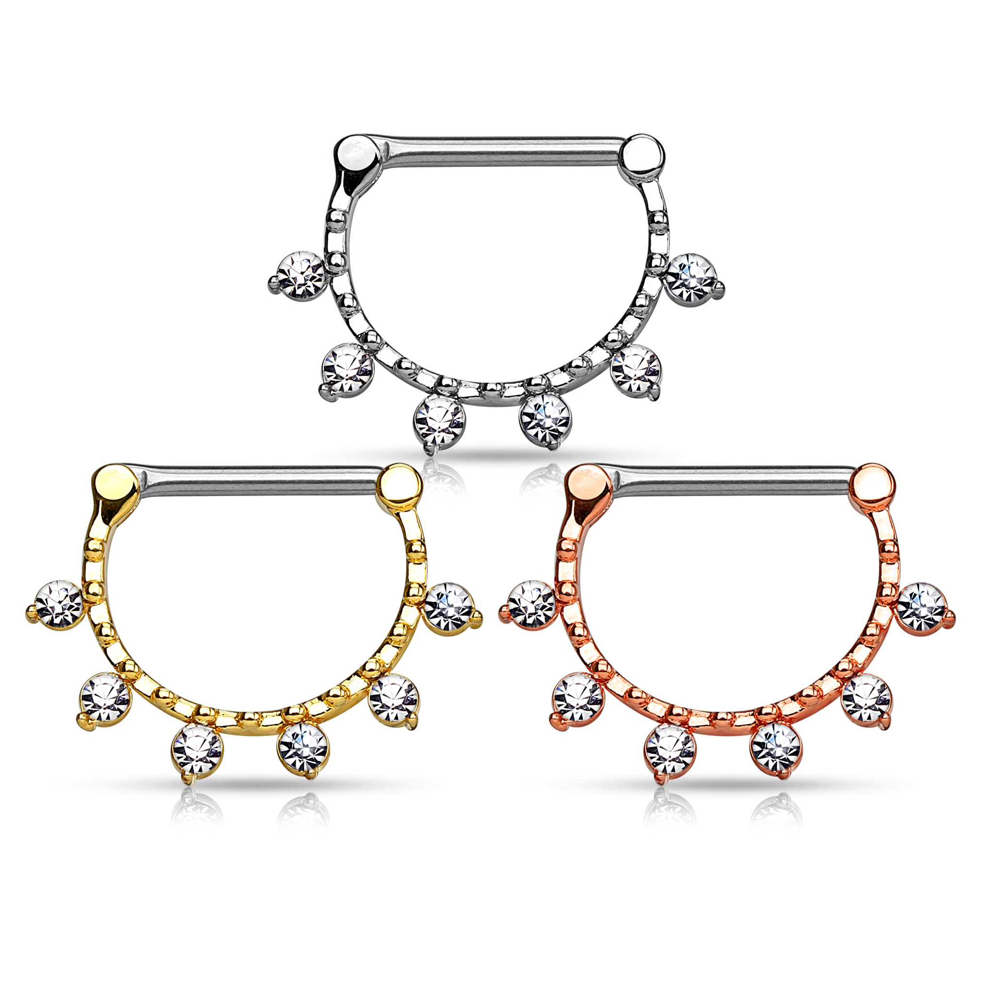 Clicker para el pezón con seis brillantes