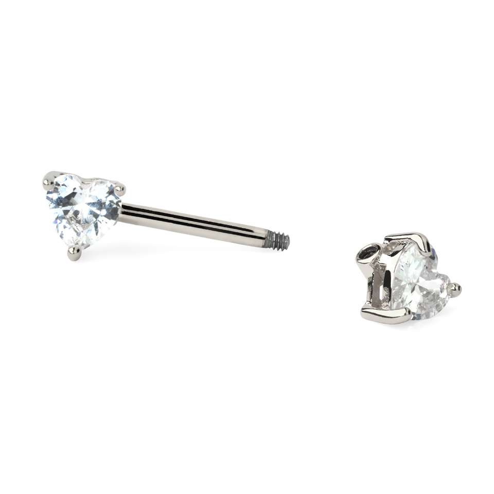 Piercing para el pezón con circonitas en forma de corazón
