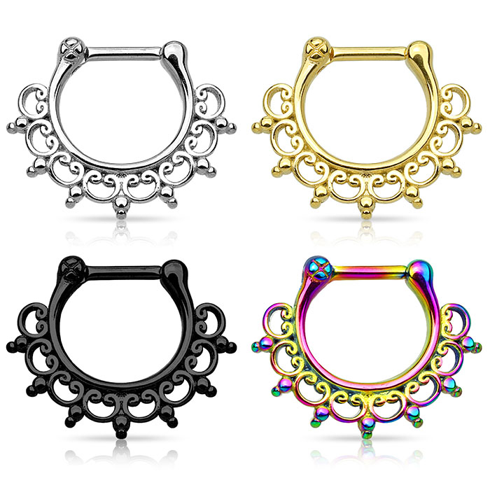 Piercing para el septum en acero quirúrgico con filigrana