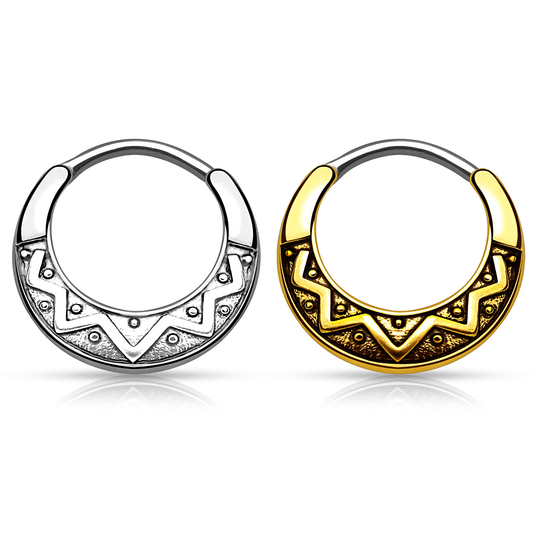 Piercing para el septum con diseño azteca