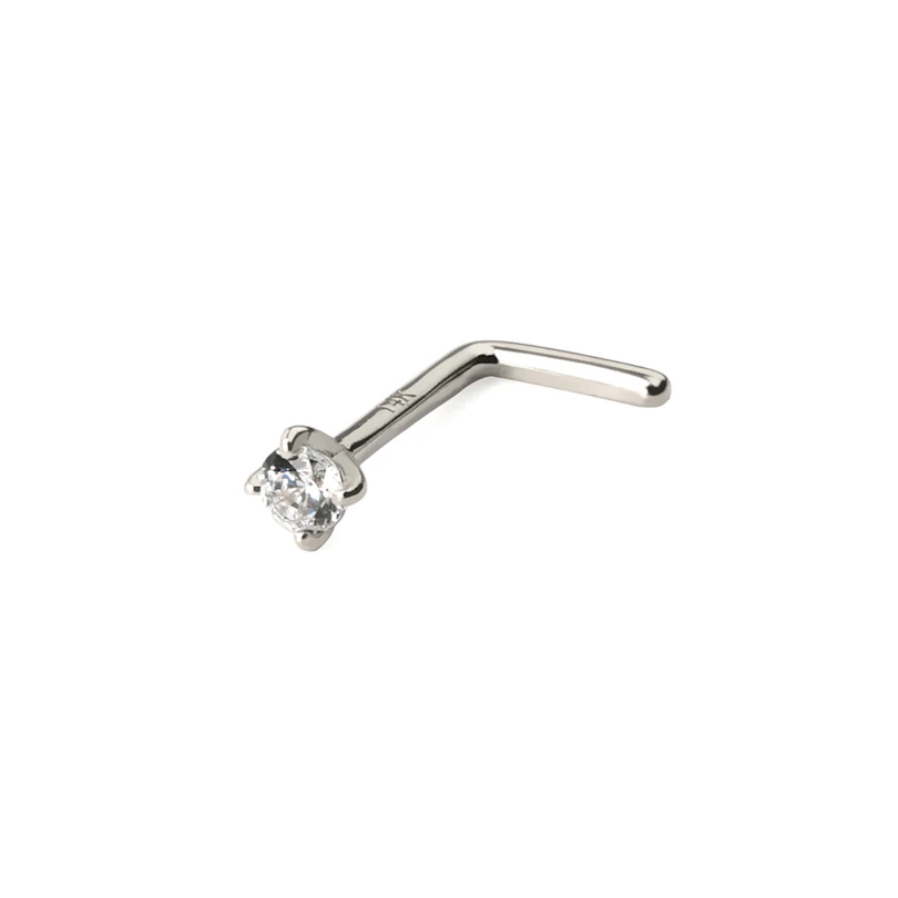 Piercing para la nariz de oro de 14 quilates con brillante redondo