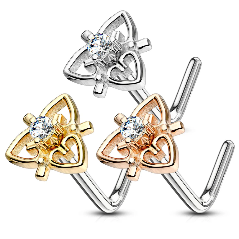 Piercing para la nariz con corazón de filigrana y piedra