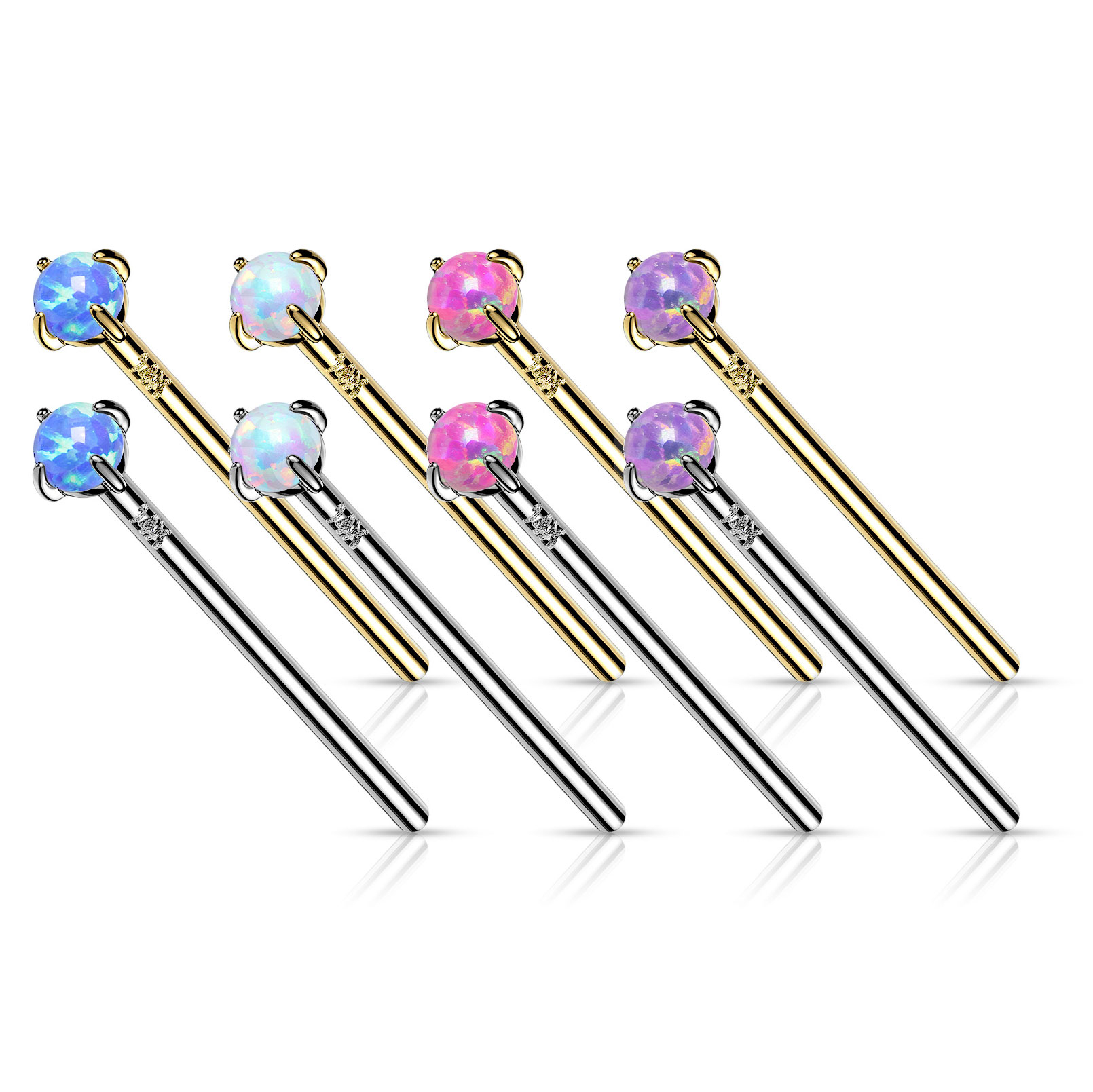 Piercing para la nariz fishtail en oro de 14 quilates con ópalo