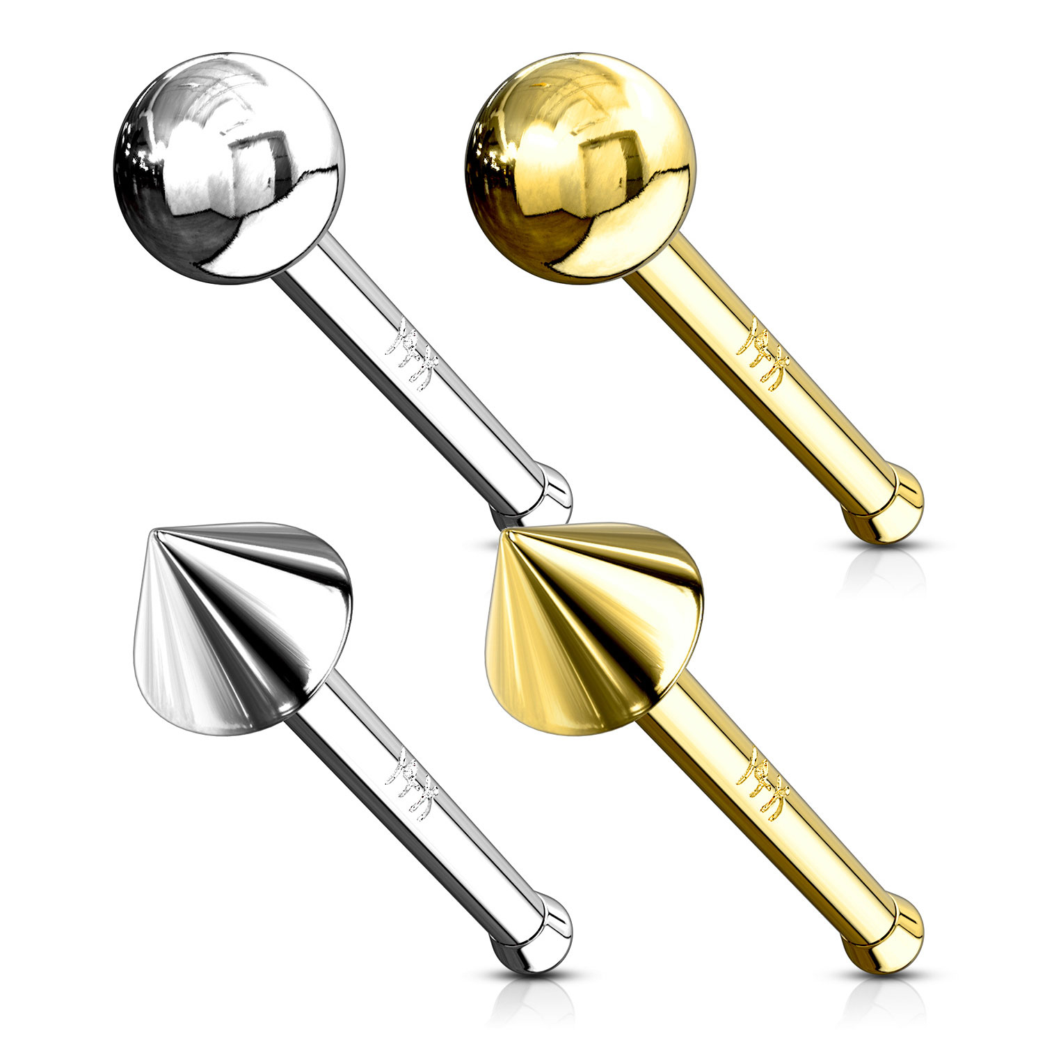 Piercing para la nariz en oro de 14 quilates con bola o pincho