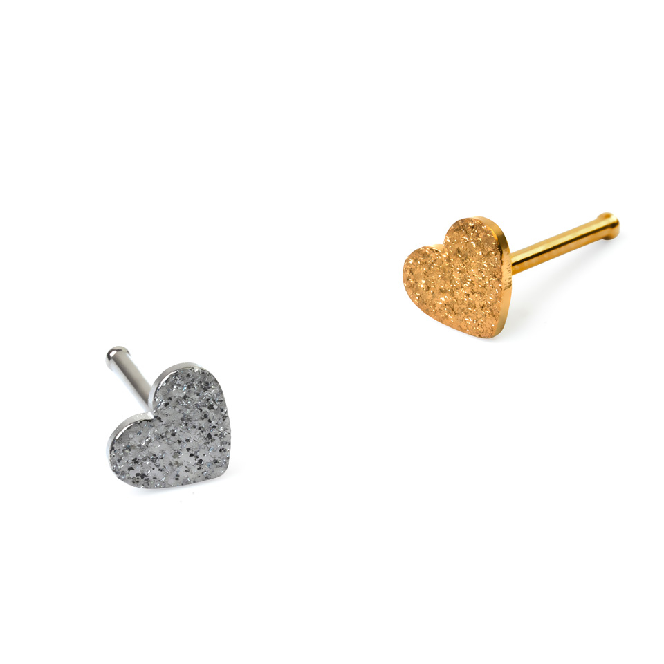 Barra para la nariz con corazón de efecto diamante