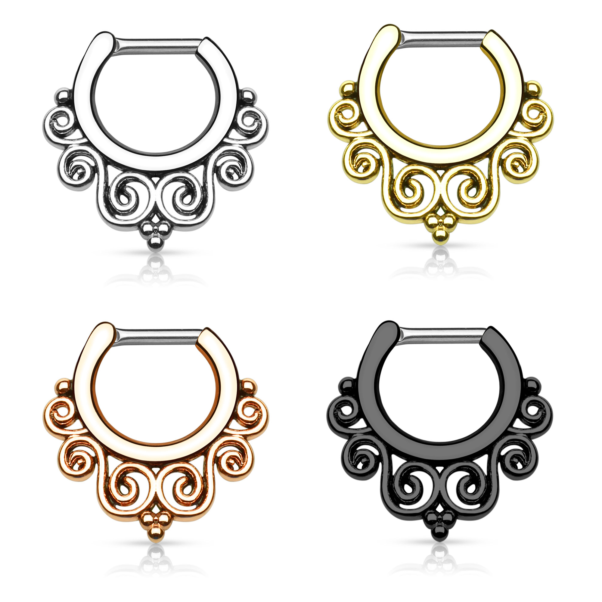 Clicker para el septum con diseño curvo