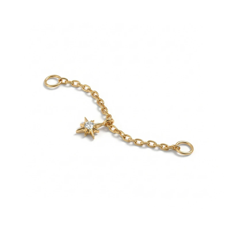Cadena conectora de titanio y colgante en forma de estrella