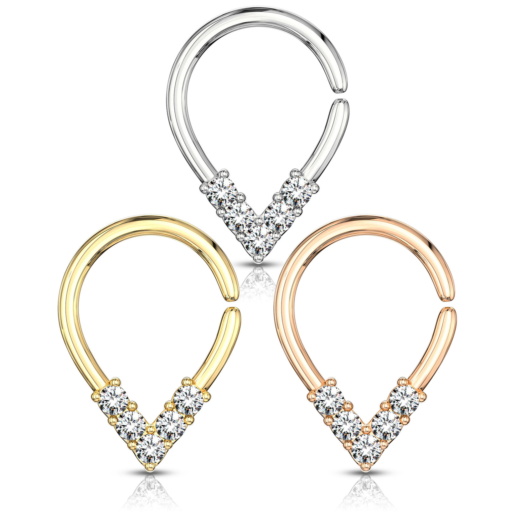 Aro con forma de gota invertida y brillantes