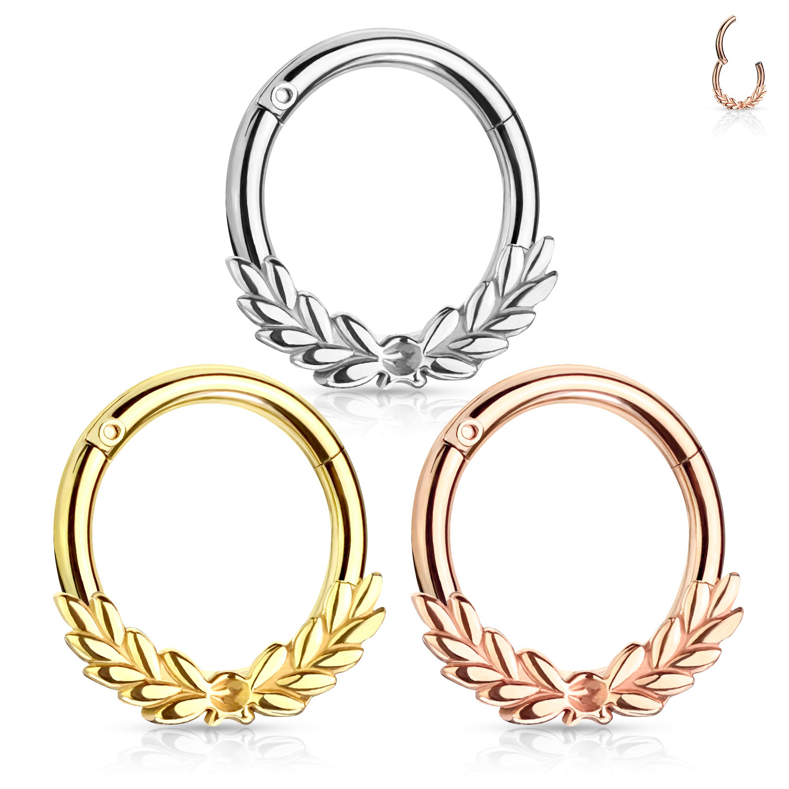 Aro con bisagra y hojas de laurel