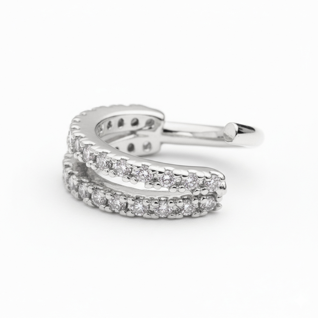 Aro con doble fila separada de brillantes