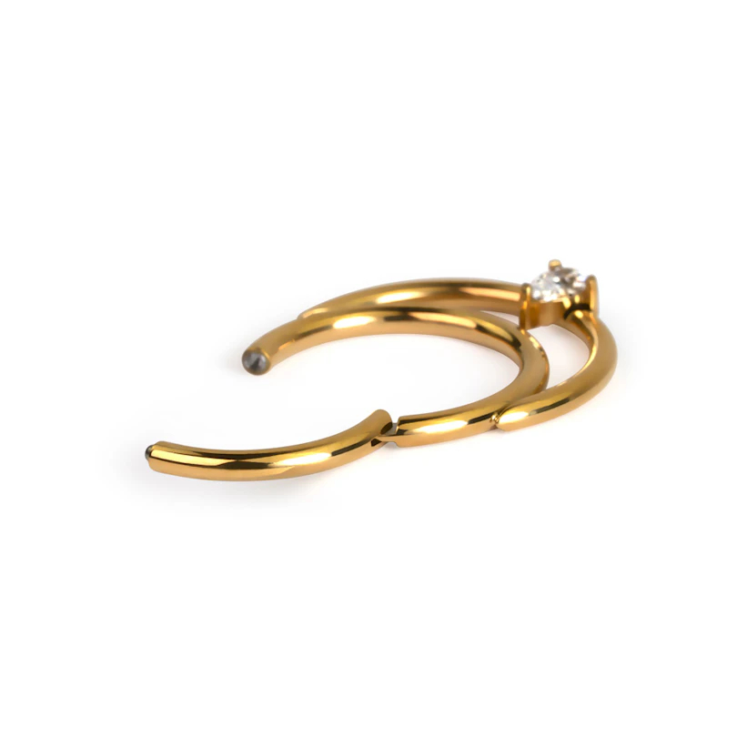 Aro clicker doble de titanio con piedra en forma de gota