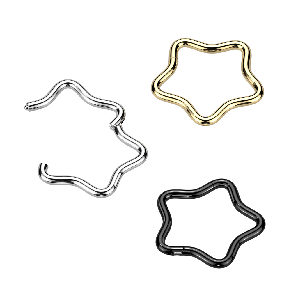 Aro clicker con forma de estrella en titanio