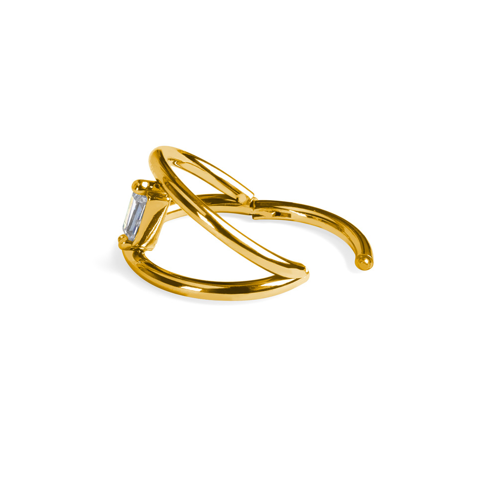 Aro doble de titanio con piedra interconectada