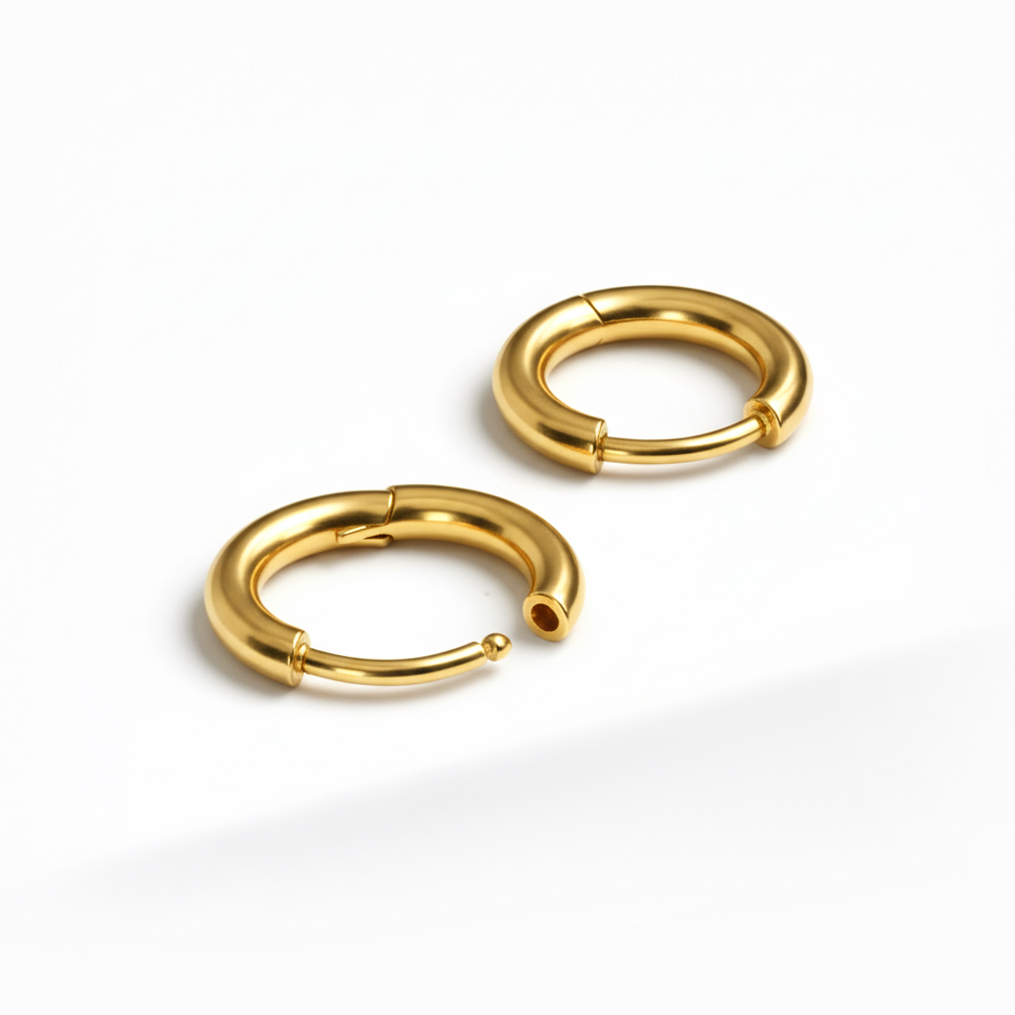 Par de aros huggie de titanio