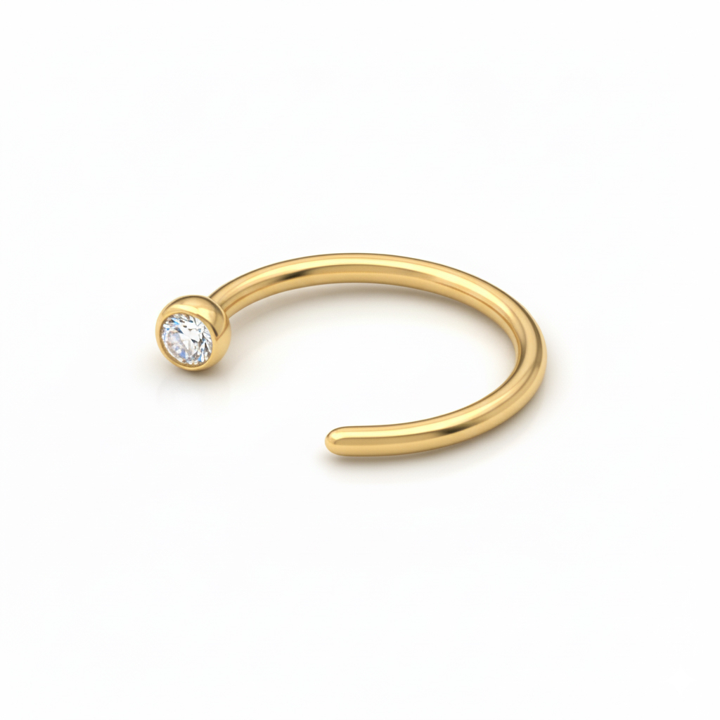 Aro abierto de titanio con gema