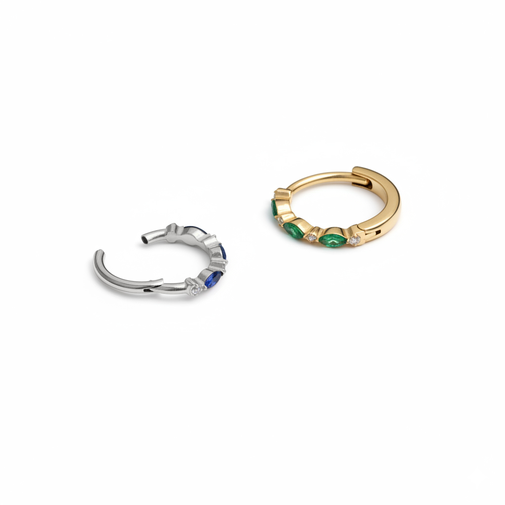 Aro de titanio con piedras de colores