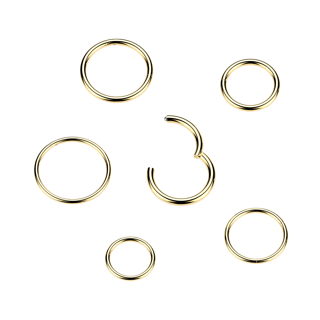 Aro con bisagra de titanio chapado en oro de 24K