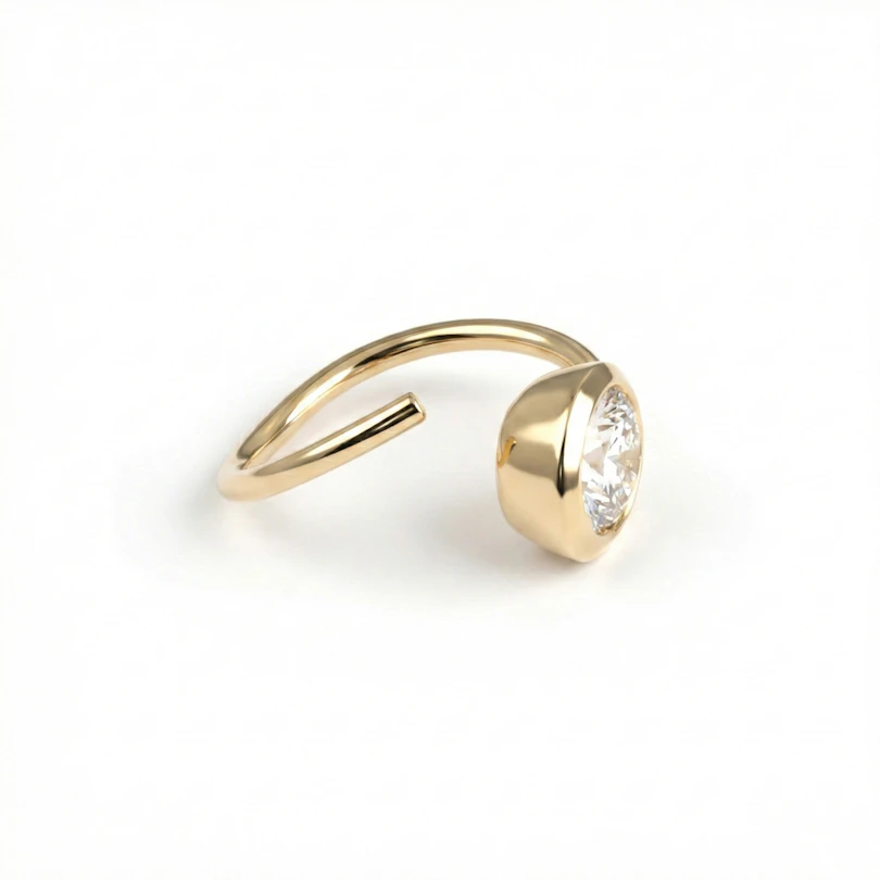 Aro simple en oro de 14 quilates con brillante