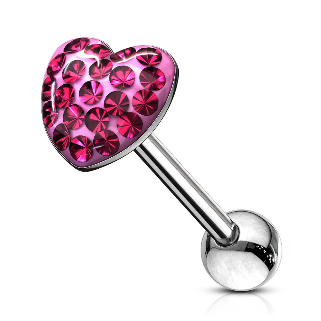 Piercing para la lengua con brillante en forma de corazón