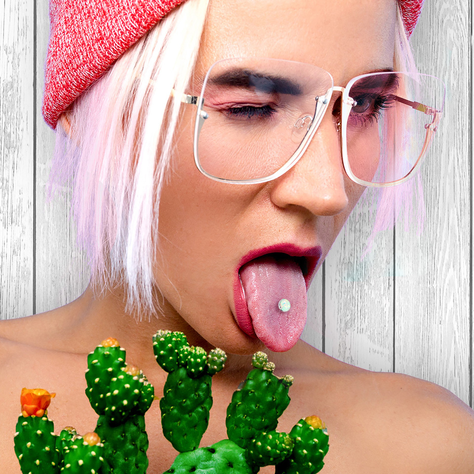 Piercing para la lengua con ópalo