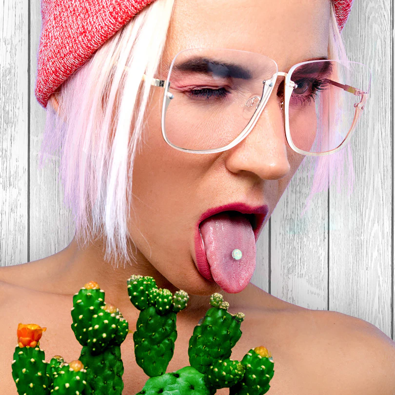 Piercing para la lengua con ópalo