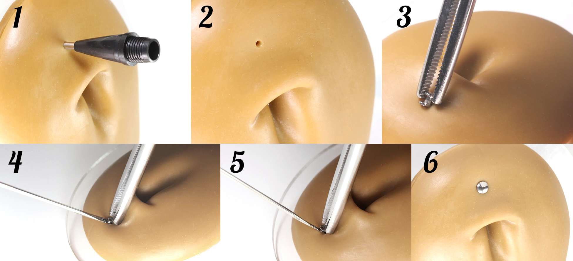 Herramienta de soporte para piercing microdermal