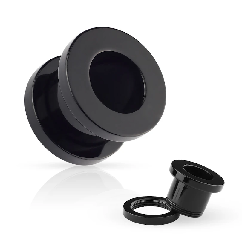 Túnel negro de acrílico con rosca