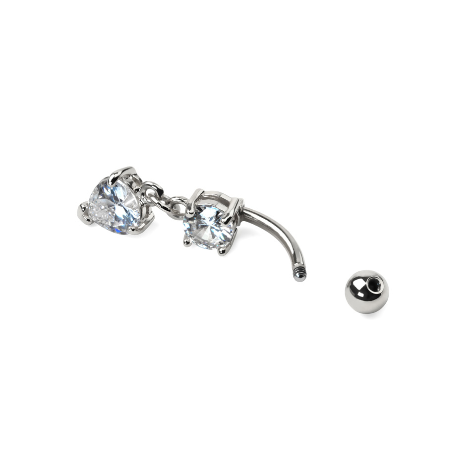 Piercing para el ombligo con colgante de brillantes en forma de corazón