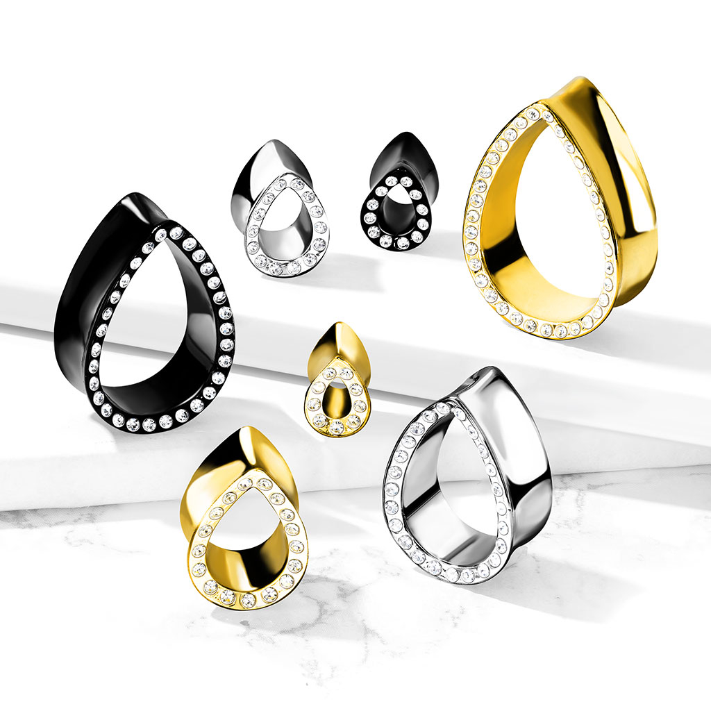 Túnel en forma de lágrima con brillantes encastrados en el margen